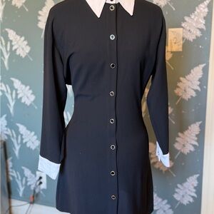 Zara Black and White Button-Up Dress